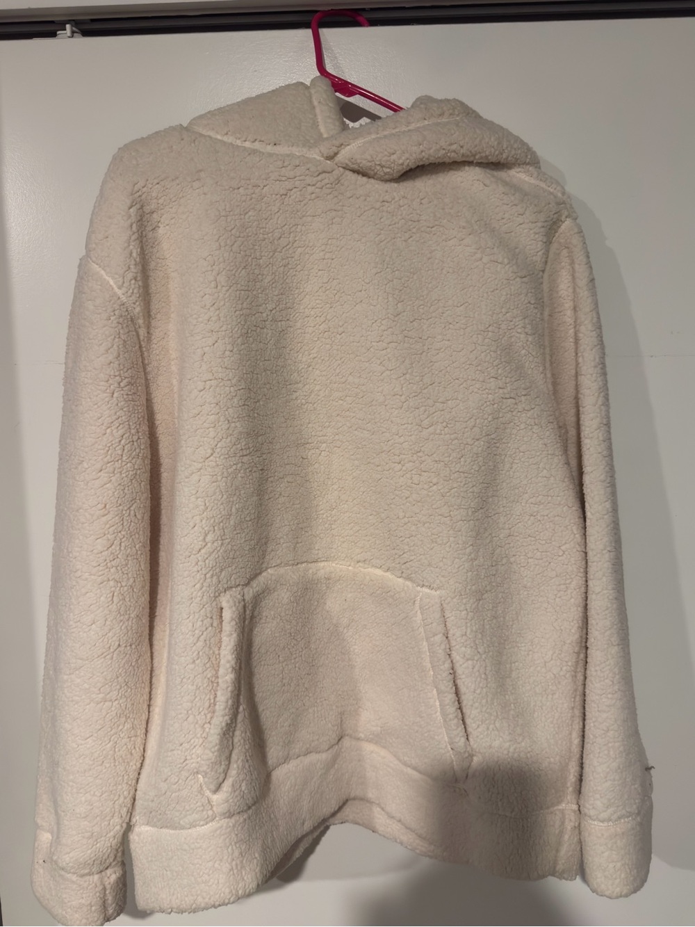 Express Cozy Cream Sherpa Hoodie Sweater - Men
